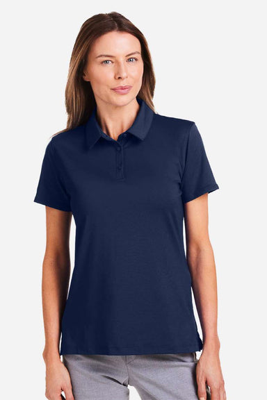 Under Armour 1385910 Womens Recycled Short Sleeve Polo Shirt Midnight Navy Blue/Black Model Front