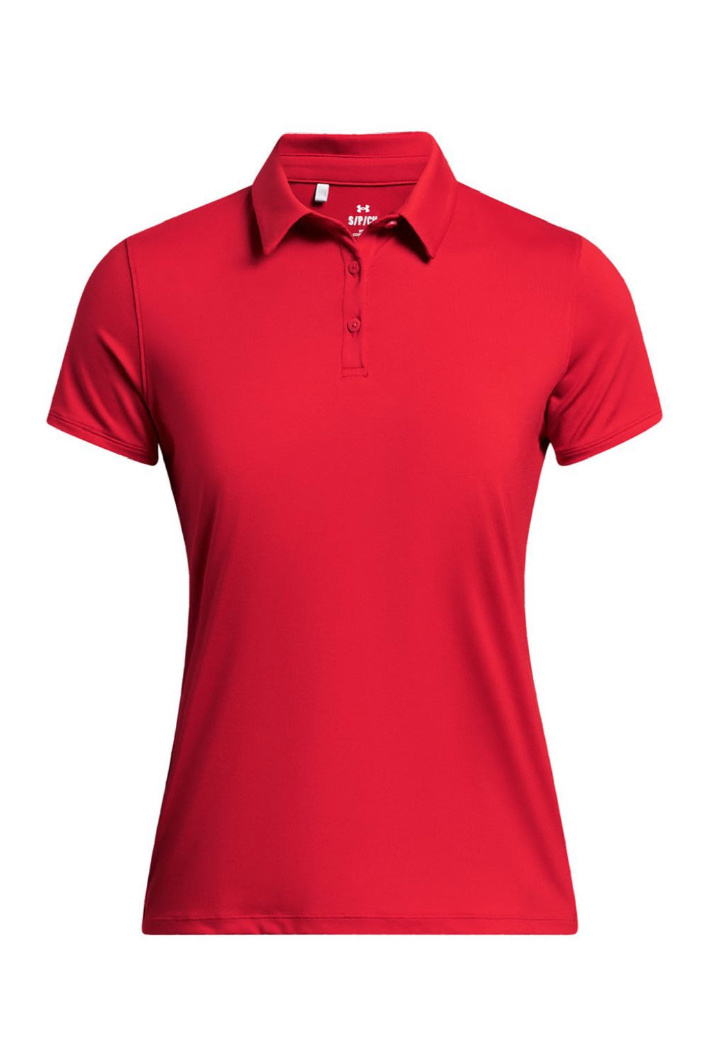 Under Armour 1385910 Womens Recycled Short Sleeve Polo Shirt Red/White Flat Front