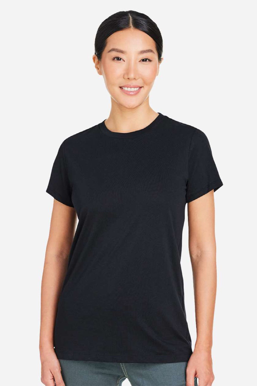 Under Armour 1383284 Womens Athletic 2.0 Short Sleeve Crewneck T-Shirt Black/White Model Front