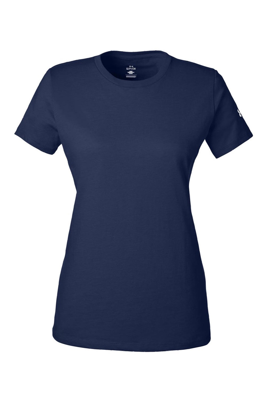 Under Armour 1383284 Womens Athletic 2.0 Short Sleeve Crewneck T-Shirt Midnight Navy Blue/White Flat Front