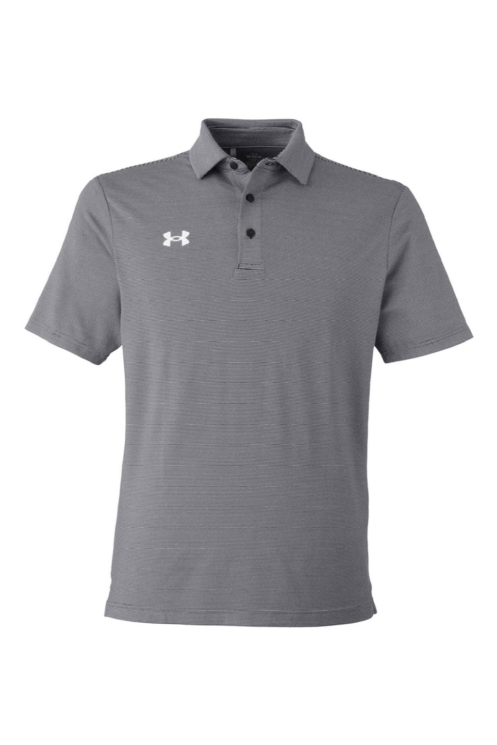 Under Armour 1389853 Mens Destin Drive Striped Performance Short Sleeve Polo Shirt Black/White Flat Front