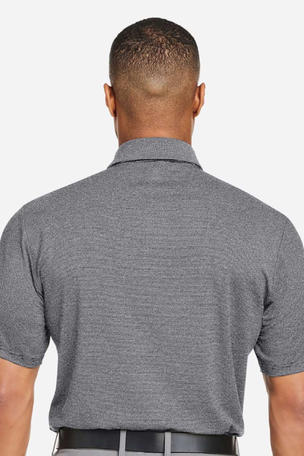 Under Armour 1389853 Mens Destin Drive Striped Performance Short Sleeve Polo Shirt Black/White Model Back