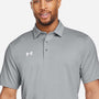 Under Armour Mens Destin Drive Striped Performance Moisture Wicking Short Sleeve Polo Shirt - Mod Grey/White - New