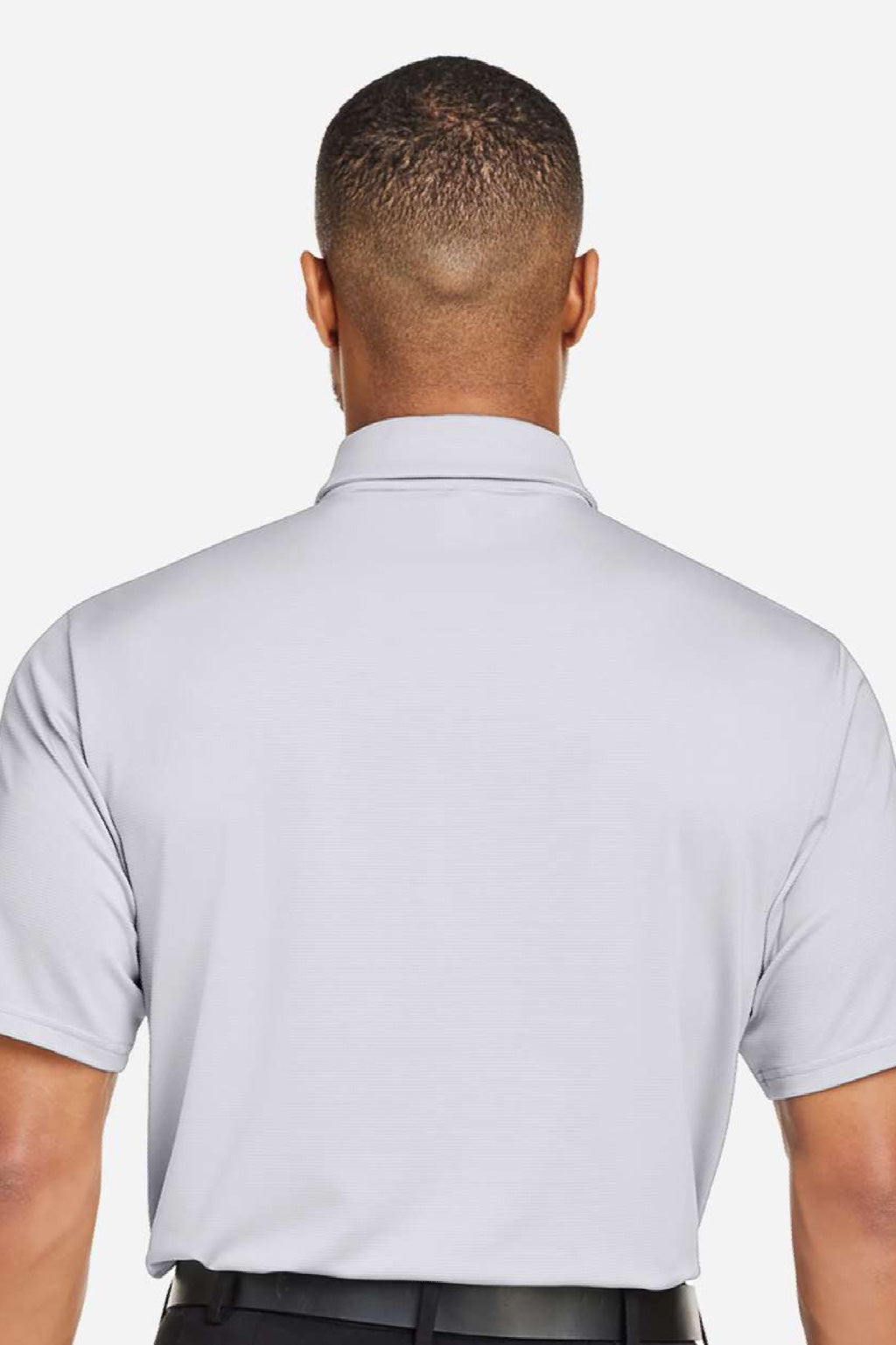 Under Armour 1389853 Mens Destin Drive Striped Performance Short Sleeve Polo Shirt White/Black Model Back