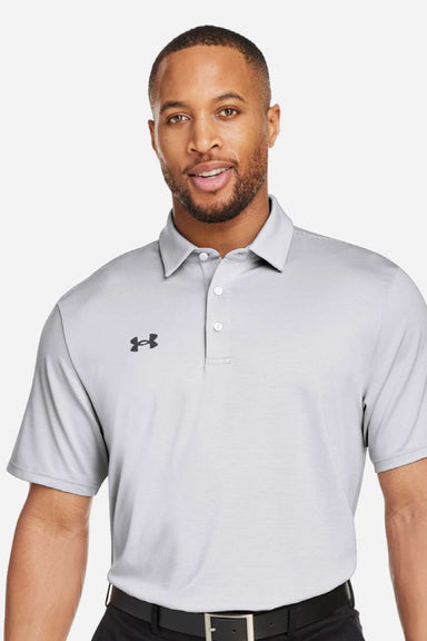 Under Armour 1389853 Mens Destin Drive Striped Performance Short Sleeve Polo Shirt White/Black Model Front