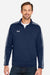 Under Armour 1383260 Mens Command 2.0 1/4 Zip Sweatshirt w/ Pouch Pocket Midnight Navy Blue/White Model Front
