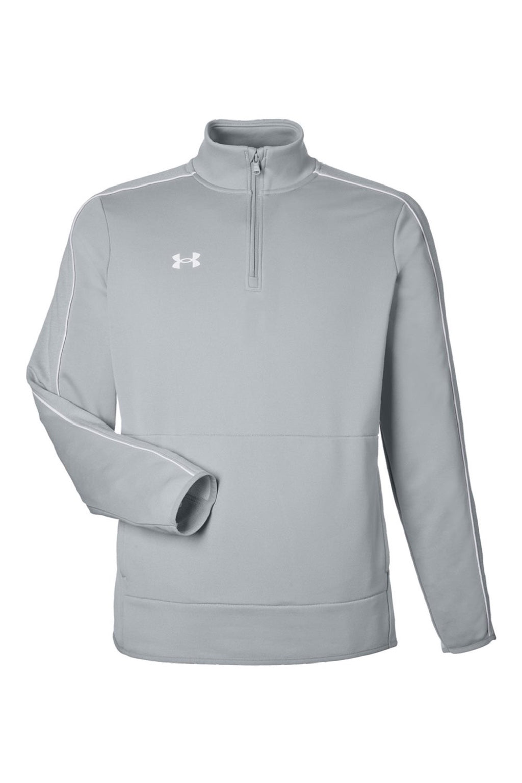 Under Armour 1383260 Mens Command 2.0 1/4 Zip Sweatshirt w/ Pouch Pocket Mod Grey/White Flat Front