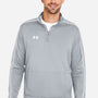 Under Armour Mens Command 2.0 Moisture Wicking 1/4 Zip Sweatshirt w/ Pouch Pocket - Mod Grey/White - New
