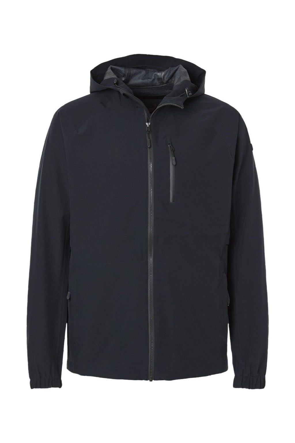 Huk H400148 Mens Rover Waterproof Full Zip Hooded Rain Jacket Black Flat Front