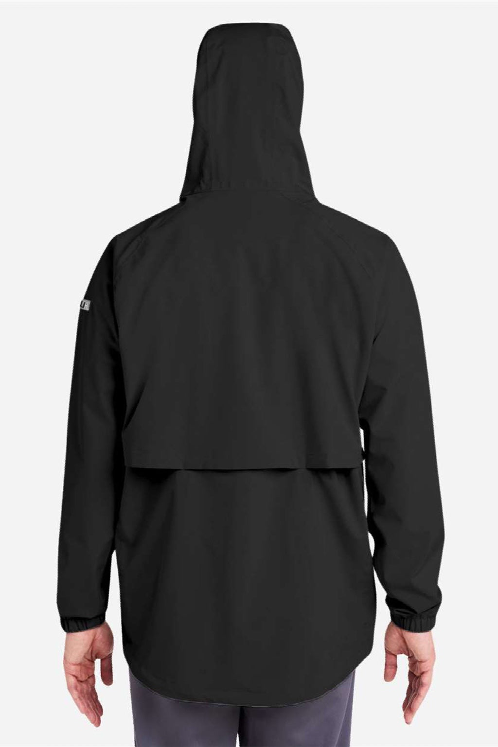 Huk H400148 Mens Rover Waterproof Full Zip Hooded Rain Jacket Black Model Back