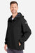 Huk H400148 Mens Rover Waterproof Full Zip Hooded Rain Jacket Black Model Side
