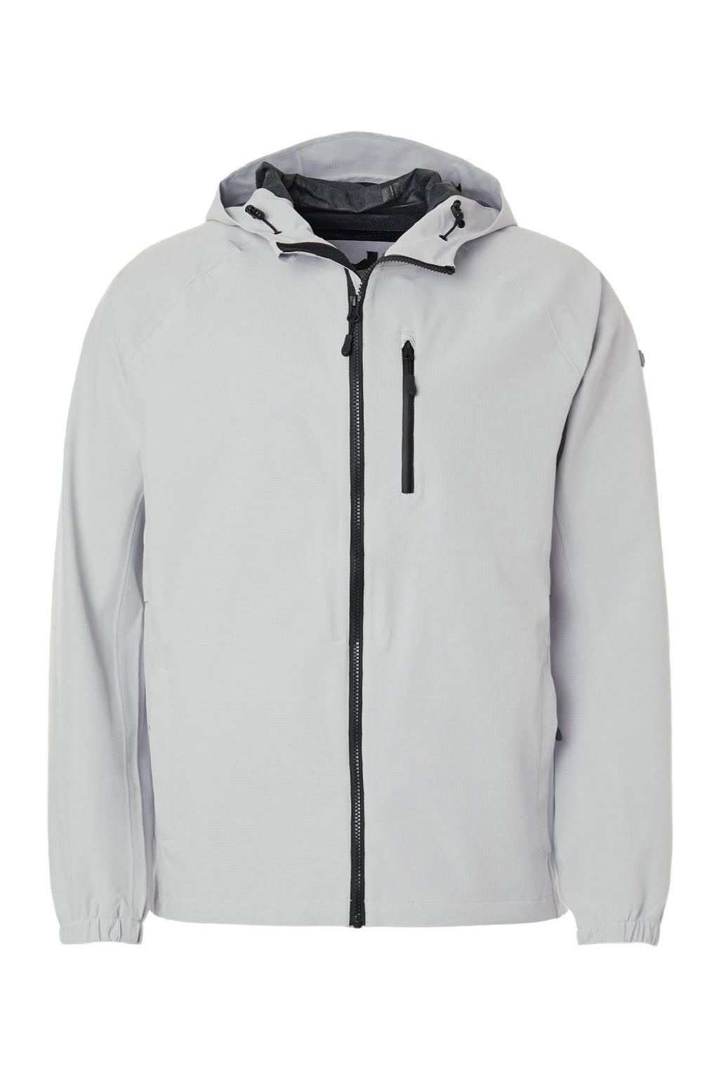 Huk H400148 Mens Rover Full Zip Hooded Rain Jacket Harbor Mist Grey Flat Front