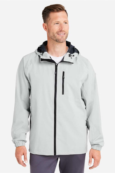 Huk H400148 Mens Rover Full Zip Hooded Rain Jacket Harbor Mist Grey Model Front