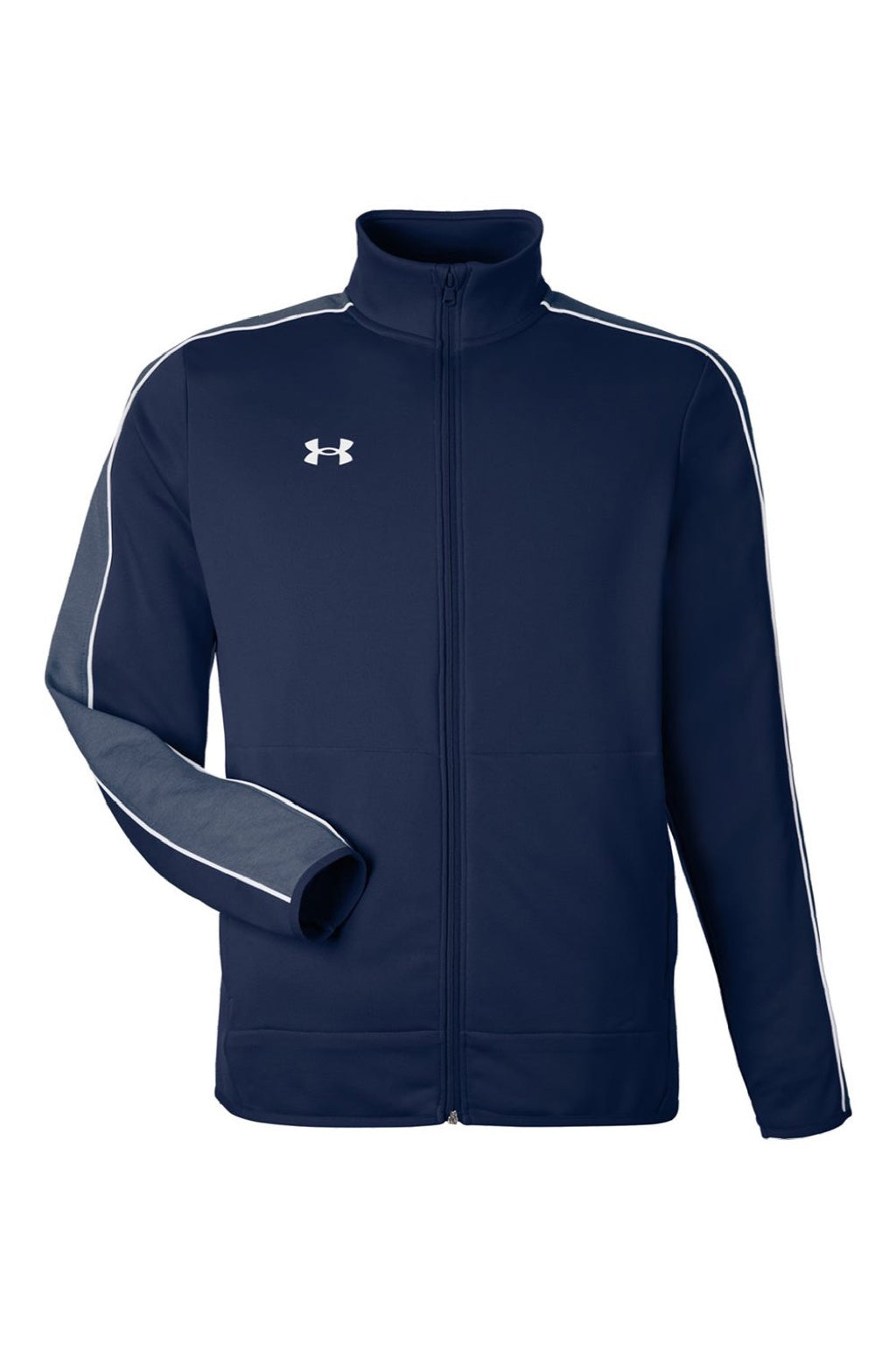 Under Armour 1383259 Mens Command 2.0 Full Zip Jacket Midnight Navy Blue/White Flat Front