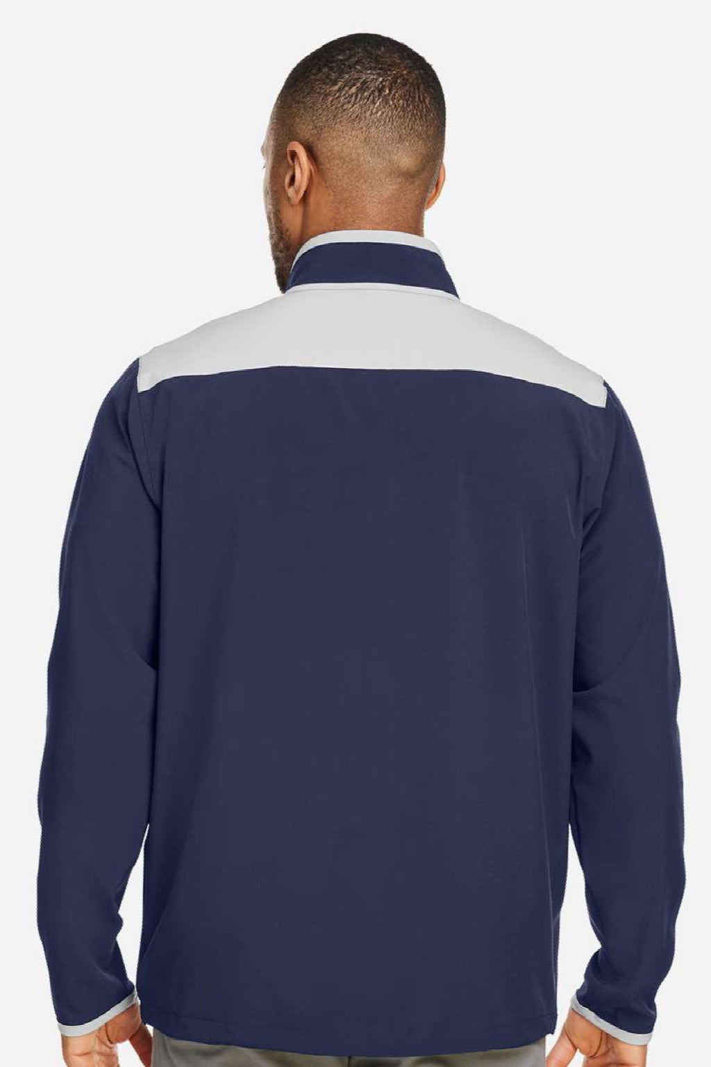 Under Armour 1389611 Mens Motivate 3.0 1/4 Zip Sweatshirt w/ Pouch Pocket Midnight Navy Blue/White Model Back