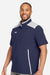 Under Armour 1389612 Mens Motivate 3.0 1/4 Zip Short Sleeve Sweatshirt w/ Pouch Pocket Midnight Navy Blue/White Model Side