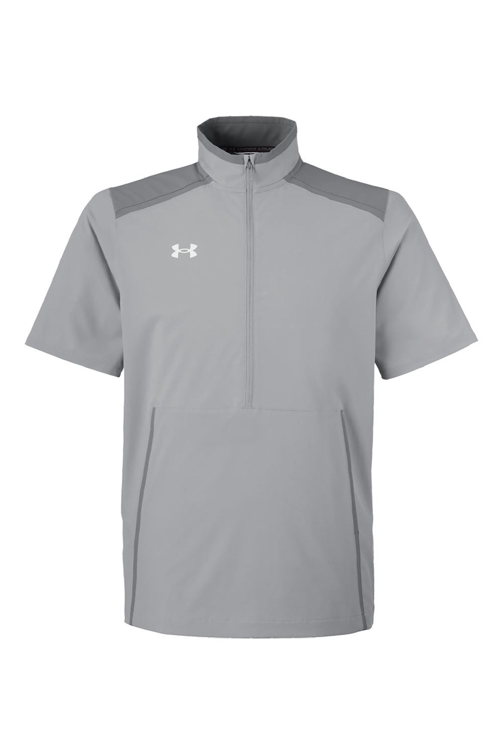 Under Armour 1389612 Mens Motivate 3.0 1/4 Zip Short Sleeve Sweatshirt w/ Pouch Pocket Mod Grey/White Flat Front