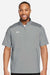Under Armour 1389612 Mens Motivate 3.0 1/4 Zip Short Sleeve Sweatshirt w/ Pouch Pocket Mod Grey/White Model Front