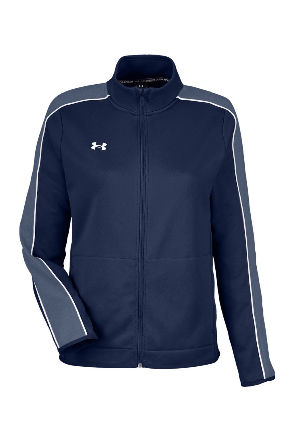 Under Armour 1383272 Womens Command Full Zip Jacket Midnight Navy Blue/White Flat Front
