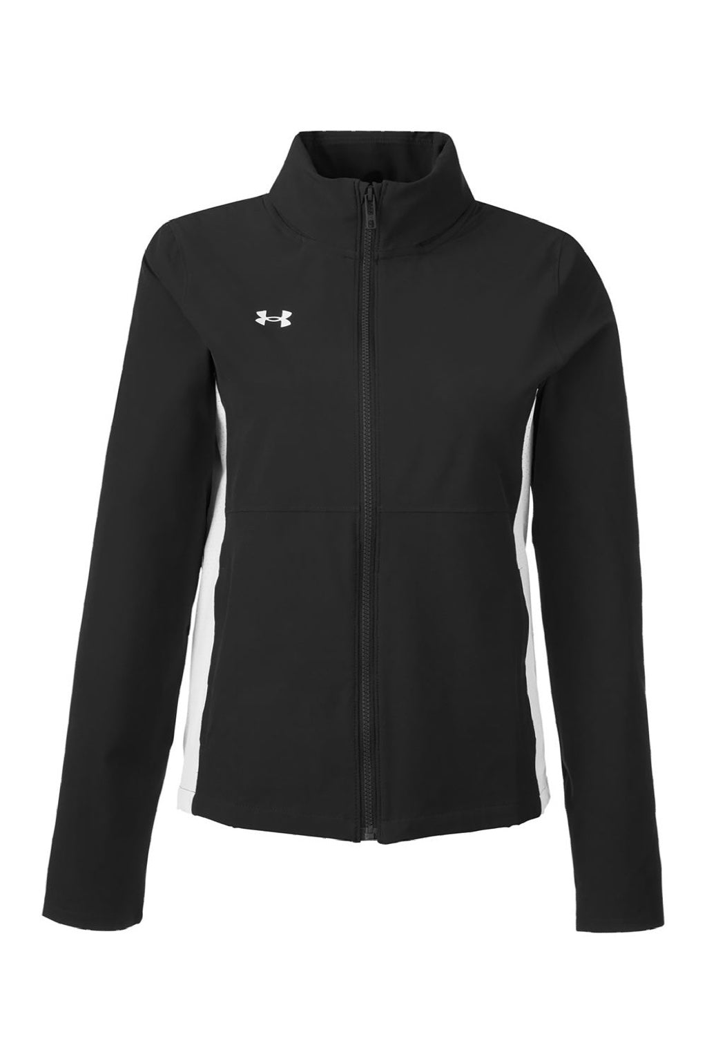 Under Armour 1389661 Womens Rival Stretch Full Zip Jacket Black/White Flat Front