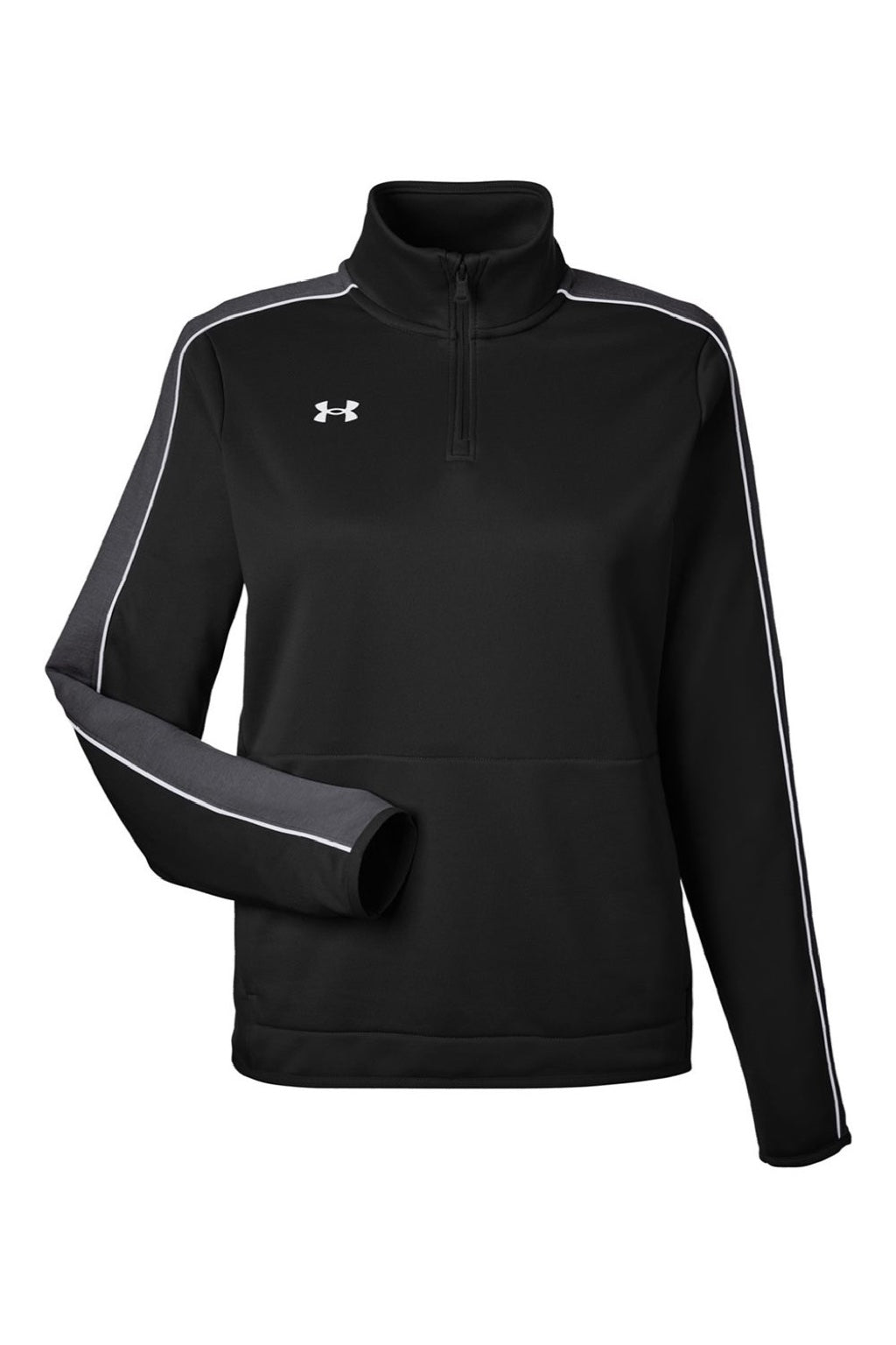 Under Armour 1383274 Womens Command 2.0 1/4 Zip Sweatshirt Black/White Flat Front