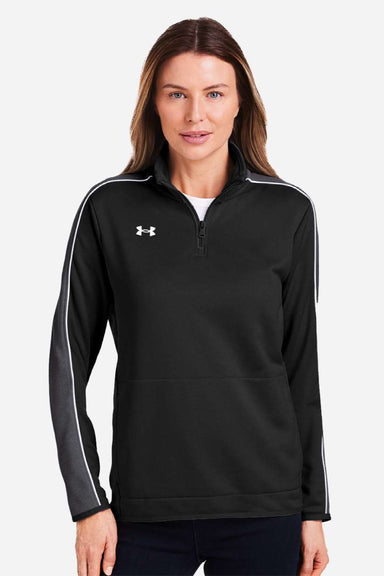 Under Armour 1383274 Womens Command 2.0 1/4 Zip Sweatshirt Black/White Model Front