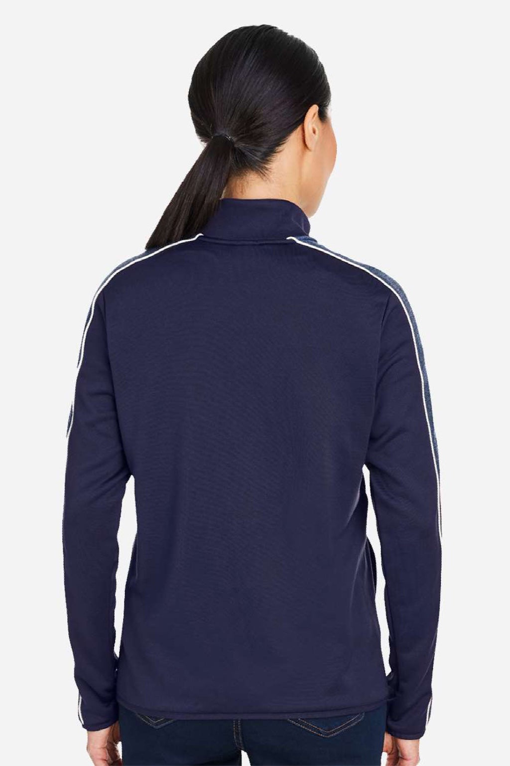 Under Armour 1383274 Womens Command 2.0 1/4 Zip Sweatshirt Midnight Navy Blue/White Model Back