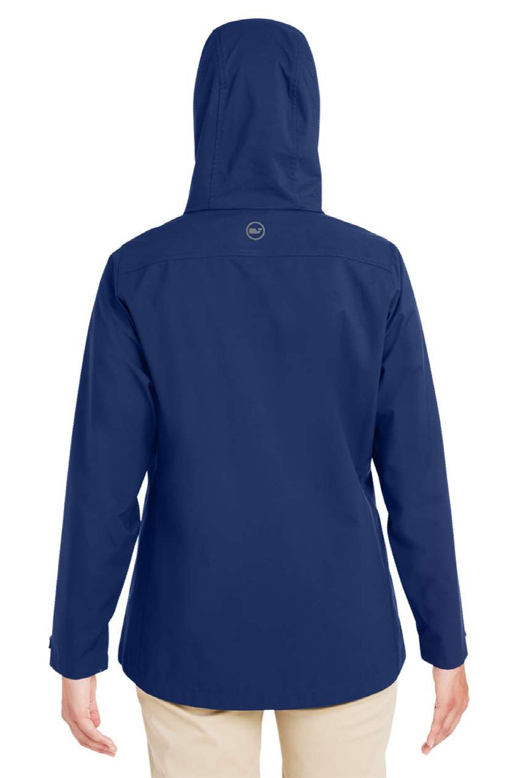 Vineyard Vines O001805 Womens Full Zip Hooded Rain Jacket Deep Bay Blue Model Back