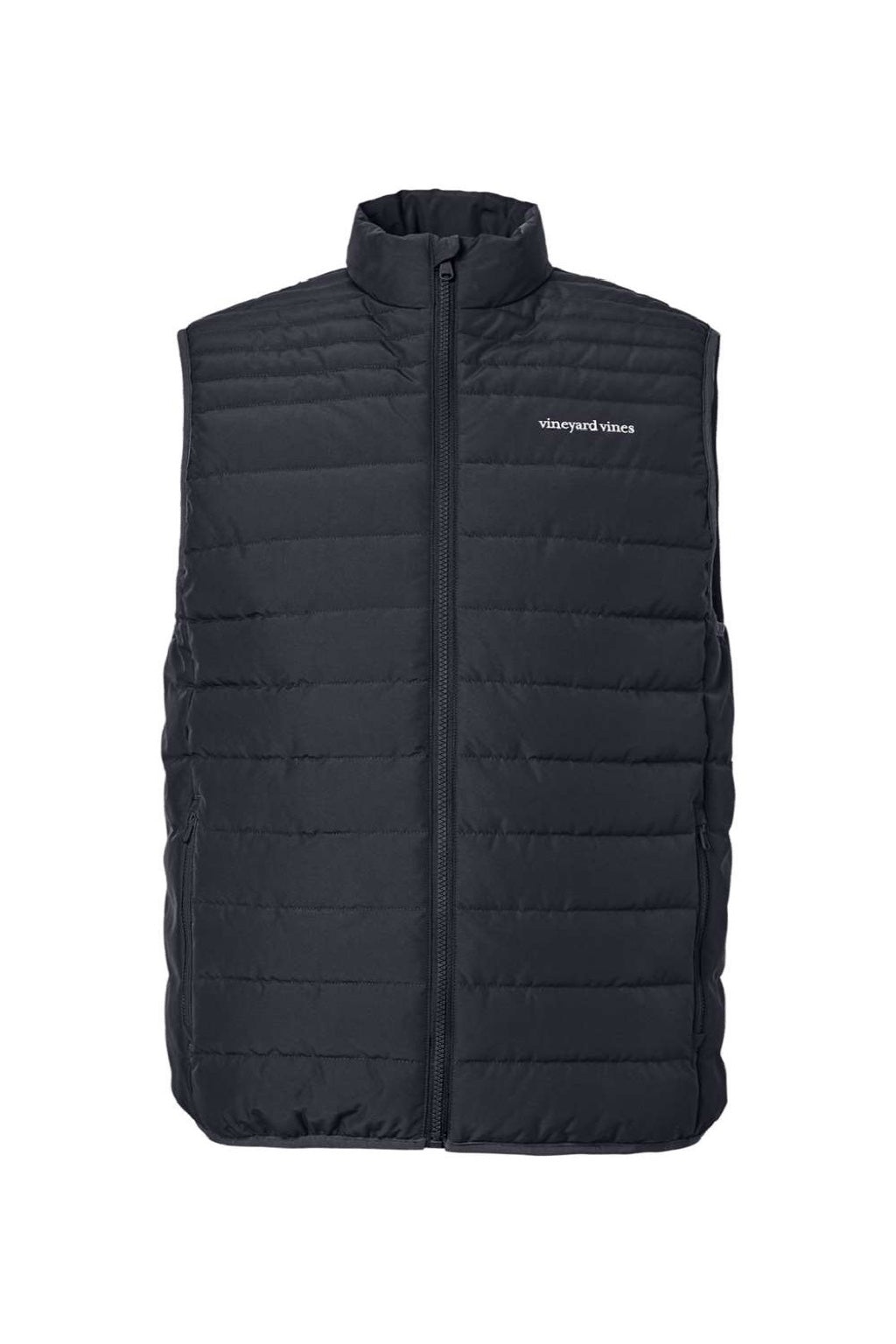 Vineyard Vines O001808 Mens Mountain Weekend Full Zip Puffer Vest Jet Black Flat Front
