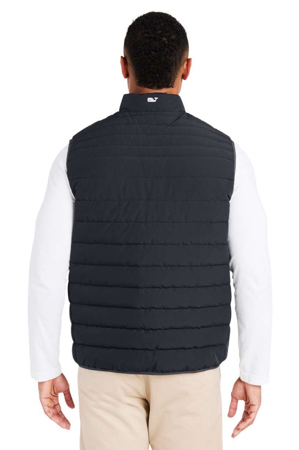 Vineyard Vines O001808 Mens Mountain Weekend Full Zip Puffer Vest Jet Black Model Back