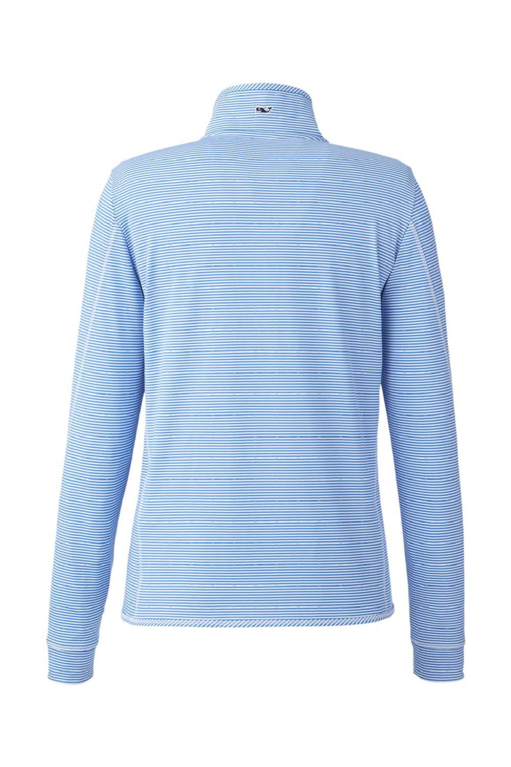 Vineyard Vines K002521 Womens Microstripe Sankaty 1/4 Zip Sweatshirt Breaker Blue Flat Back