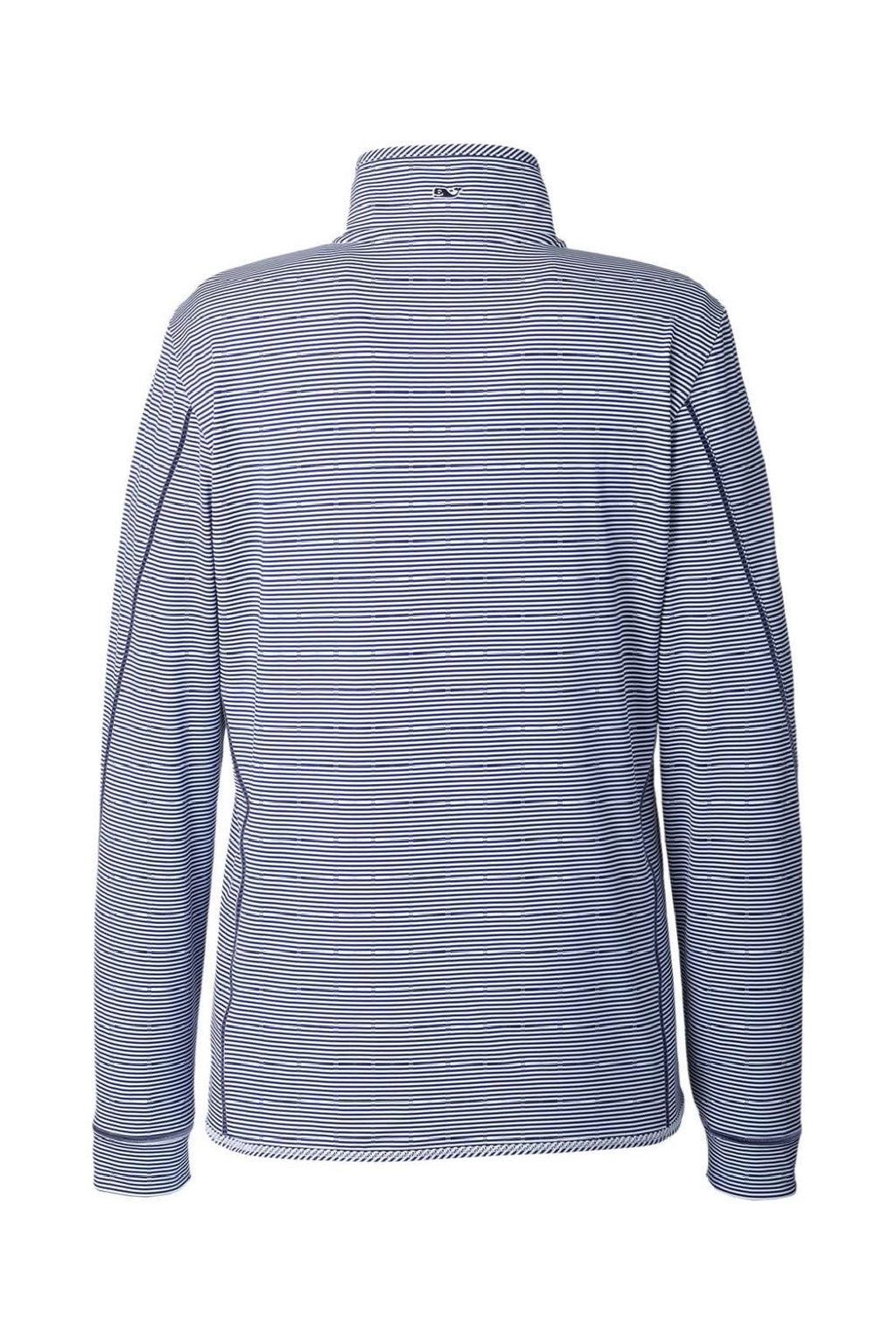 Vineyard Vines K002521 Womens Microstripe Sankaty 1/4 Zip Sweatshirt Deep Bay Blue Flat Back