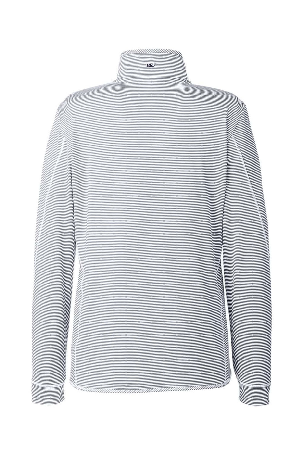 Vineyard Vines K002521 Womens Microstripe Sankaty 1/4 Zip Sweatshirt Heather Grey Flat Back