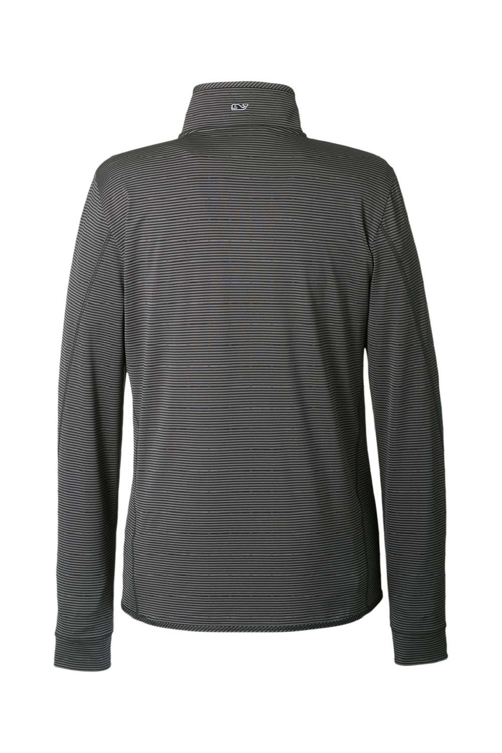 Vineyard Vines K002521 Womens Microstripe Sankaty 1/4 Zip Sweatshirt Jet Black Flat Back