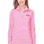 Vineyard Vines Womens Microstripe Sankaty Moisture Wicking 1/4 Zip Sweatshirt - Knockout Pink - New