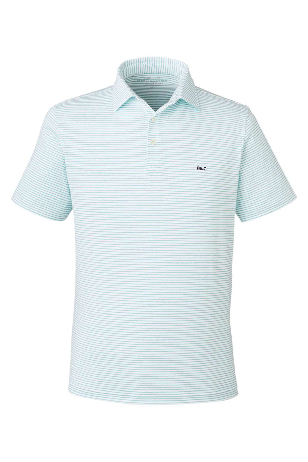Vineyard Vines G012426 Mens Bradley Stripe Sankaty Short Sleeve Polo Shirt Andros Blue Tejada Flat Front