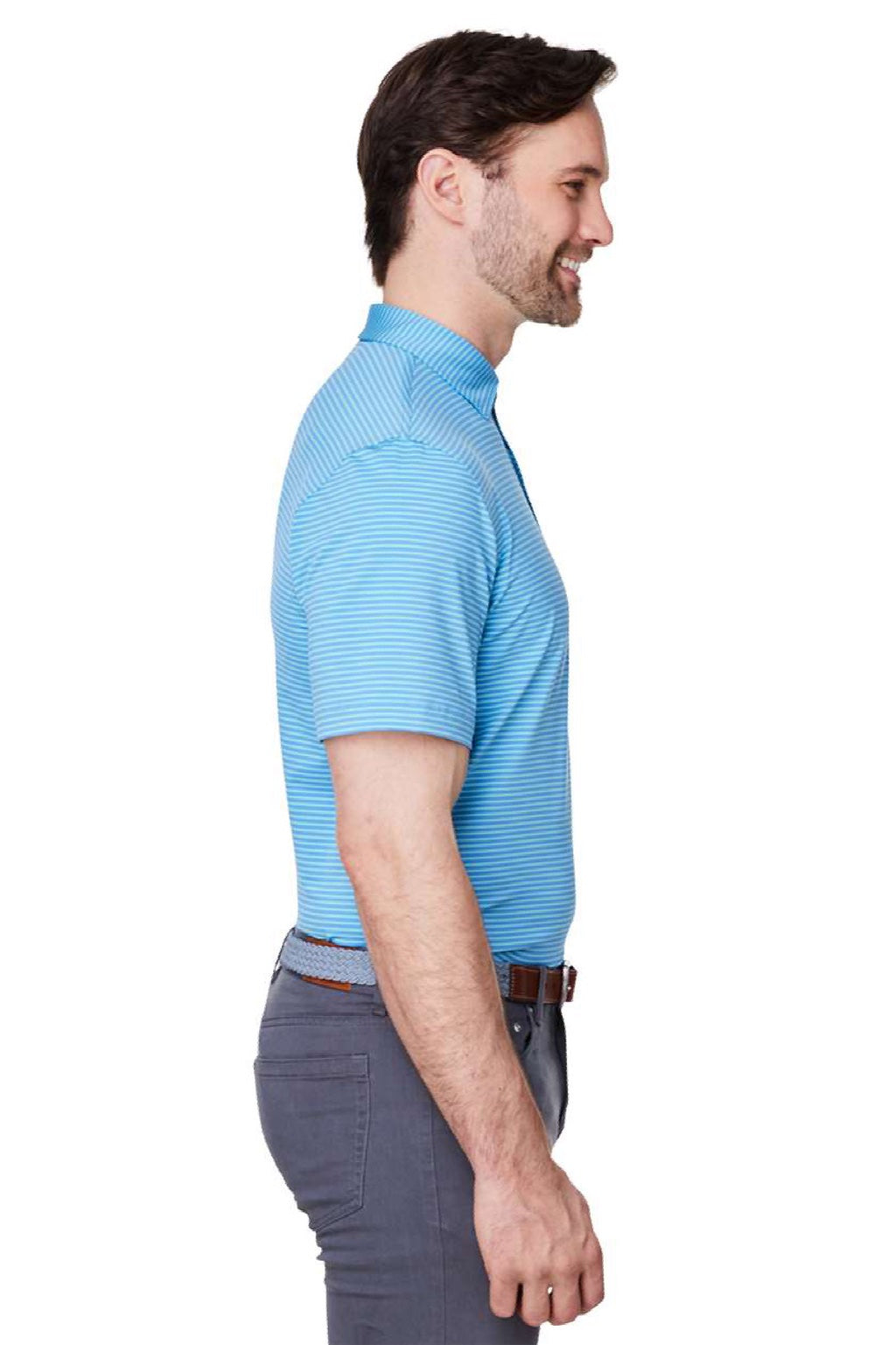 Vineyard Vines G012426 Mens Bradley Stripe Sankaty Short Sleeve Polo Shirt Andros Blue Model Side