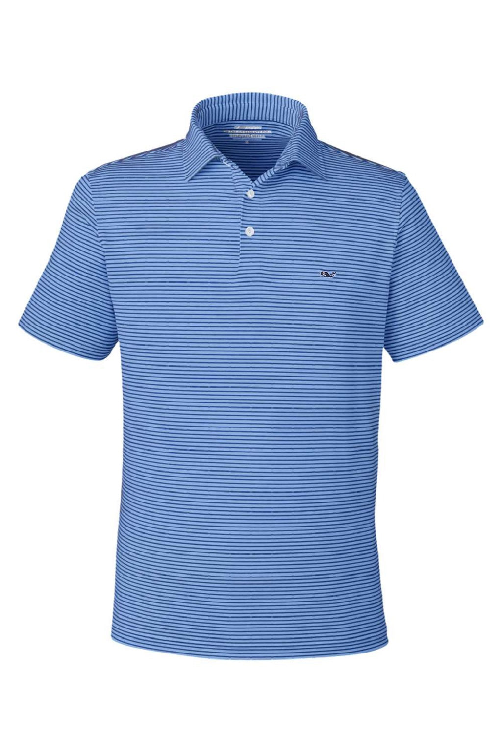 Vineyard Vines G012426 Mens Bradley Stripe Sankaty Short Sleeve Polo Shirt Maui Blue Flat Front