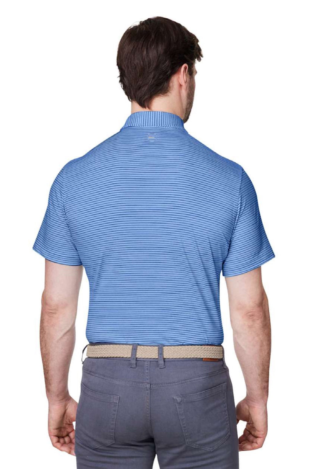 Vineyard Vines G012426 Mens Bradley Stripe Sankaty Short Sleeve Polo Shirt Maui Blue Model Back