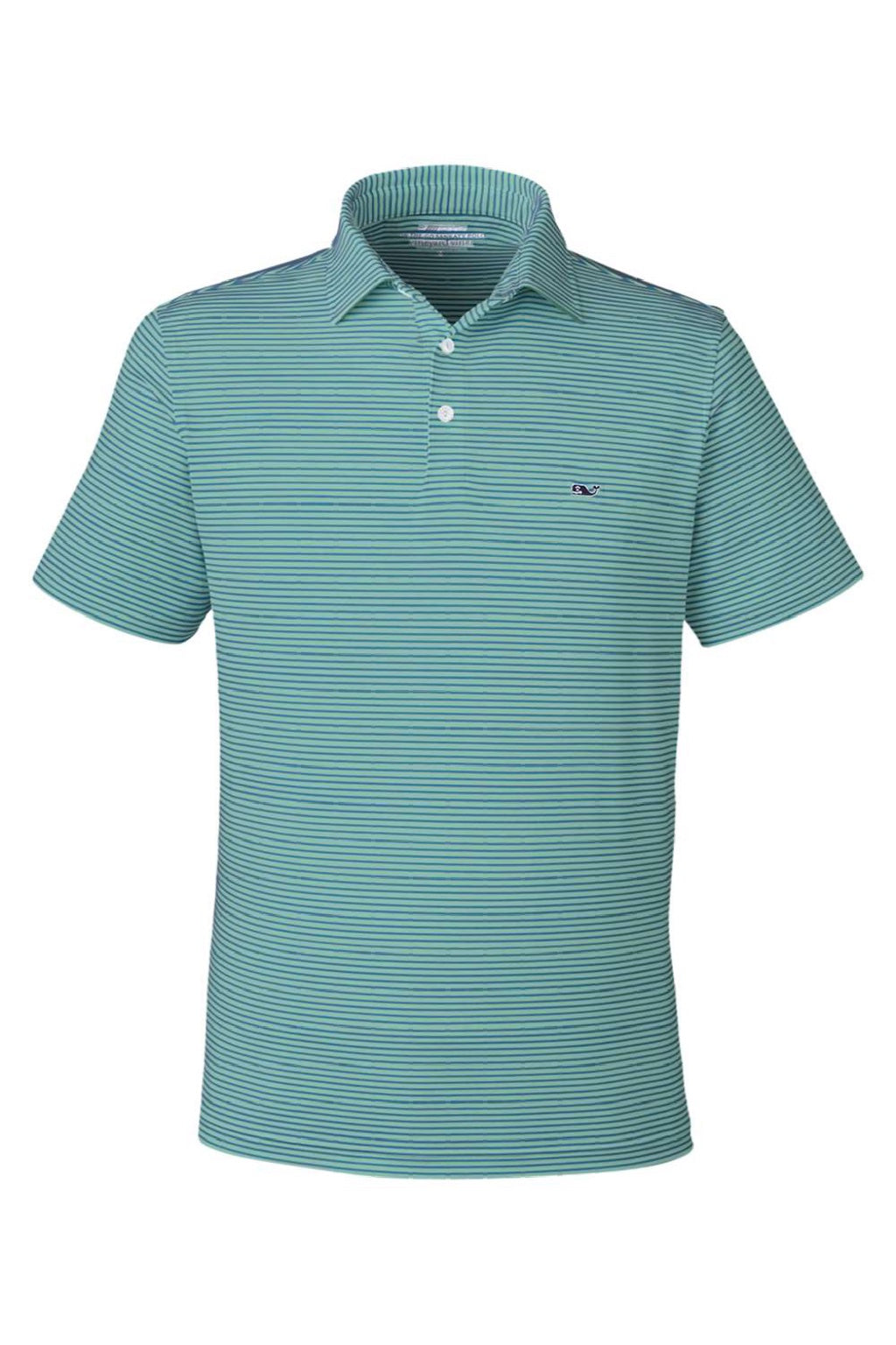 Vineyard Vines G012426 Mens Bradley Stripe Sankaty Short Sleeve Polo Shirt Sea Clay Green Flat Front