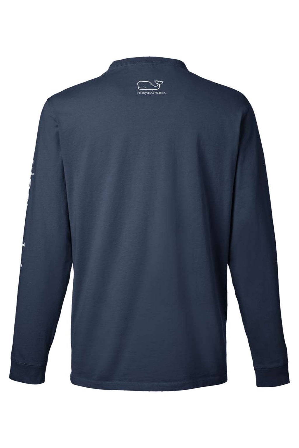 Vineyard Vines V021214 Mens Long Sleeve Crewneck T-Shirt w/ Pocket Navy Blue Blazer/White Cap Flat Back