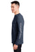 Vineyard Vines V021214 Mens Long Sleeve Crewneck T-Shirt w/ Pocket Navy Blue Blazer/White Cap Model Side