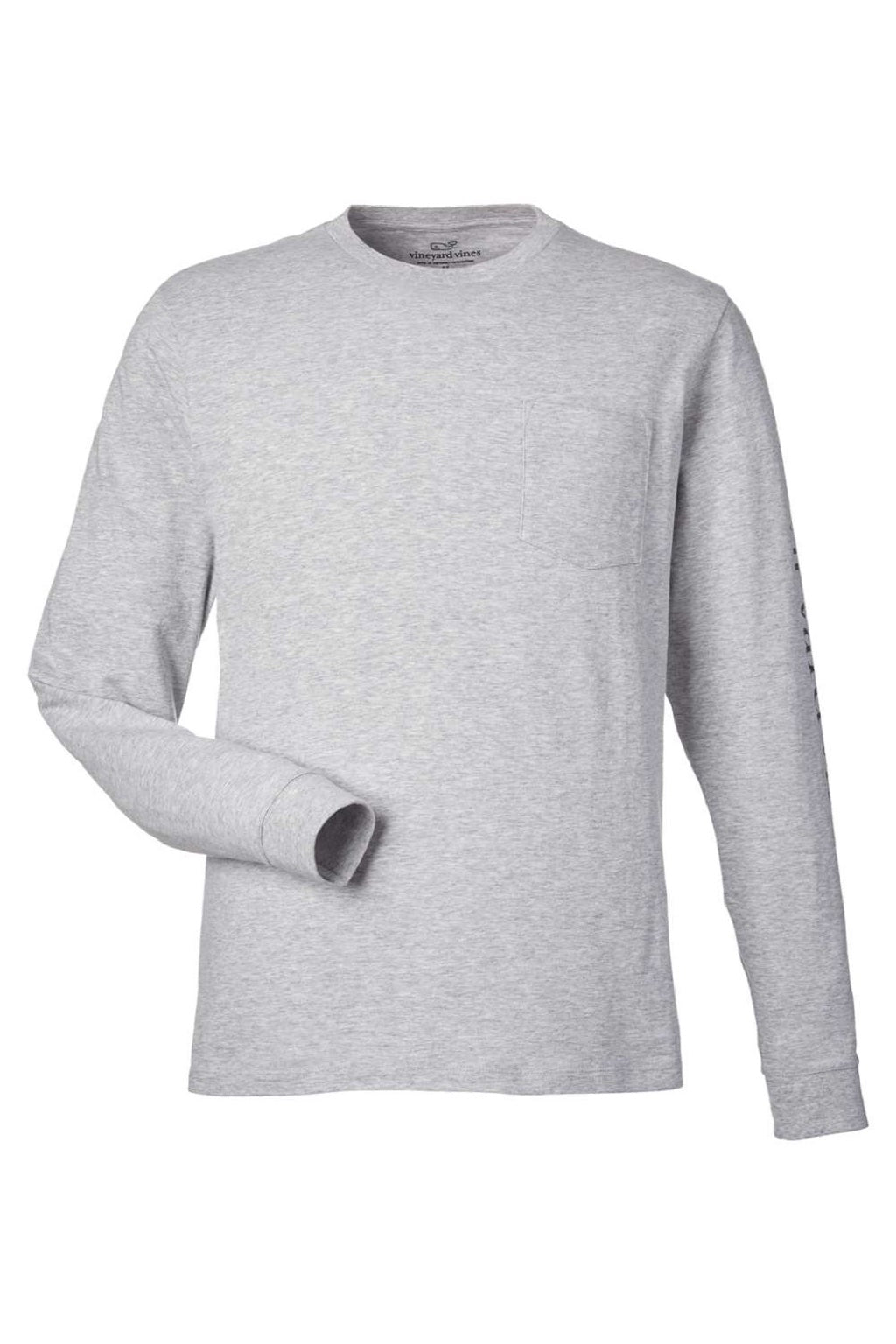 Vineyard Vines V021214 Mens Long Sleeve Crewneck T-Shirt w/ Pocket Heather Grey Flat Front