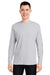 Vineyard Vines V021214 Mens Long Sleeve Crewneck T-Shirt w/ Pocket Heather Grey Model Front