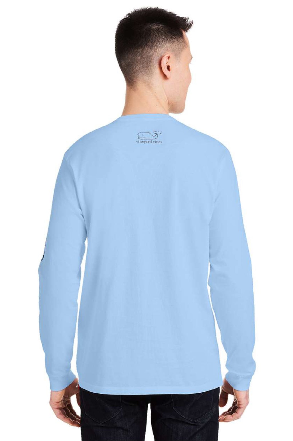 Vineyard Vines V021214 Mens Long Sleeve Crewneck T-Shirt w/ Pocket Jet Black Model Back