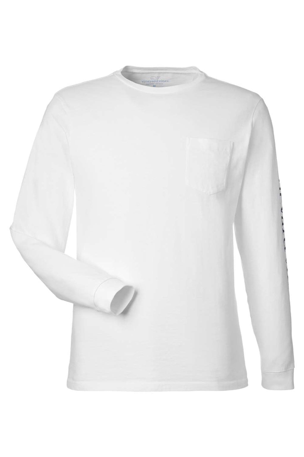 Vineyard Vines V021214 Mens Long Sleeve Crewneck T-Shirt w/ Pocket White Cap Flat Front