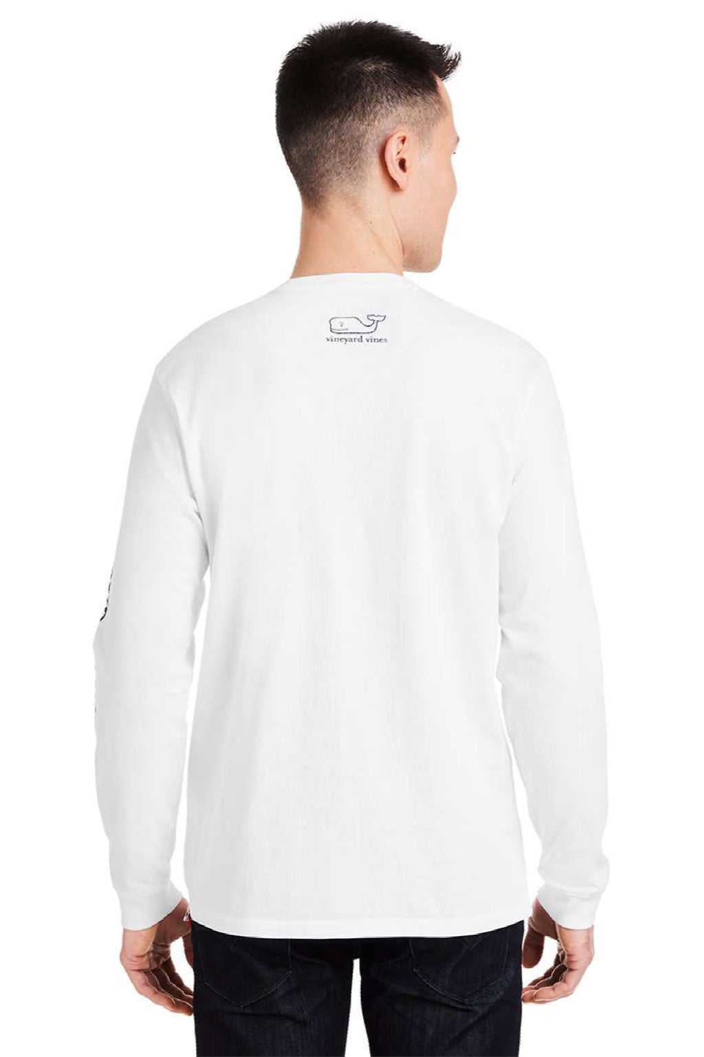 Vineyard Vines V021214 Mens Long Sleeve Crewneck T-Shirt w/ Pocket White Cap Model Back