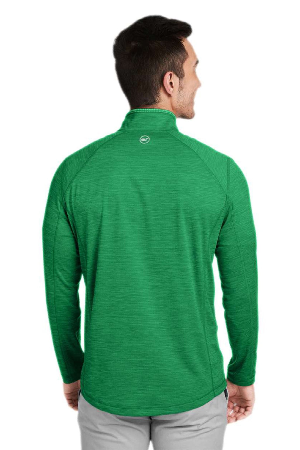 Vineyard Vines K002709 Mens Sankaty 1/4 Zip Sweatshirt Collegiate Green Model Back