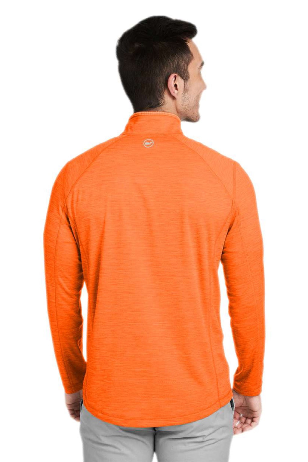Vineyard Vines K002709 Mens Sankaty 1/4 Zip Sweatshirt Collegiate Orange Model Back