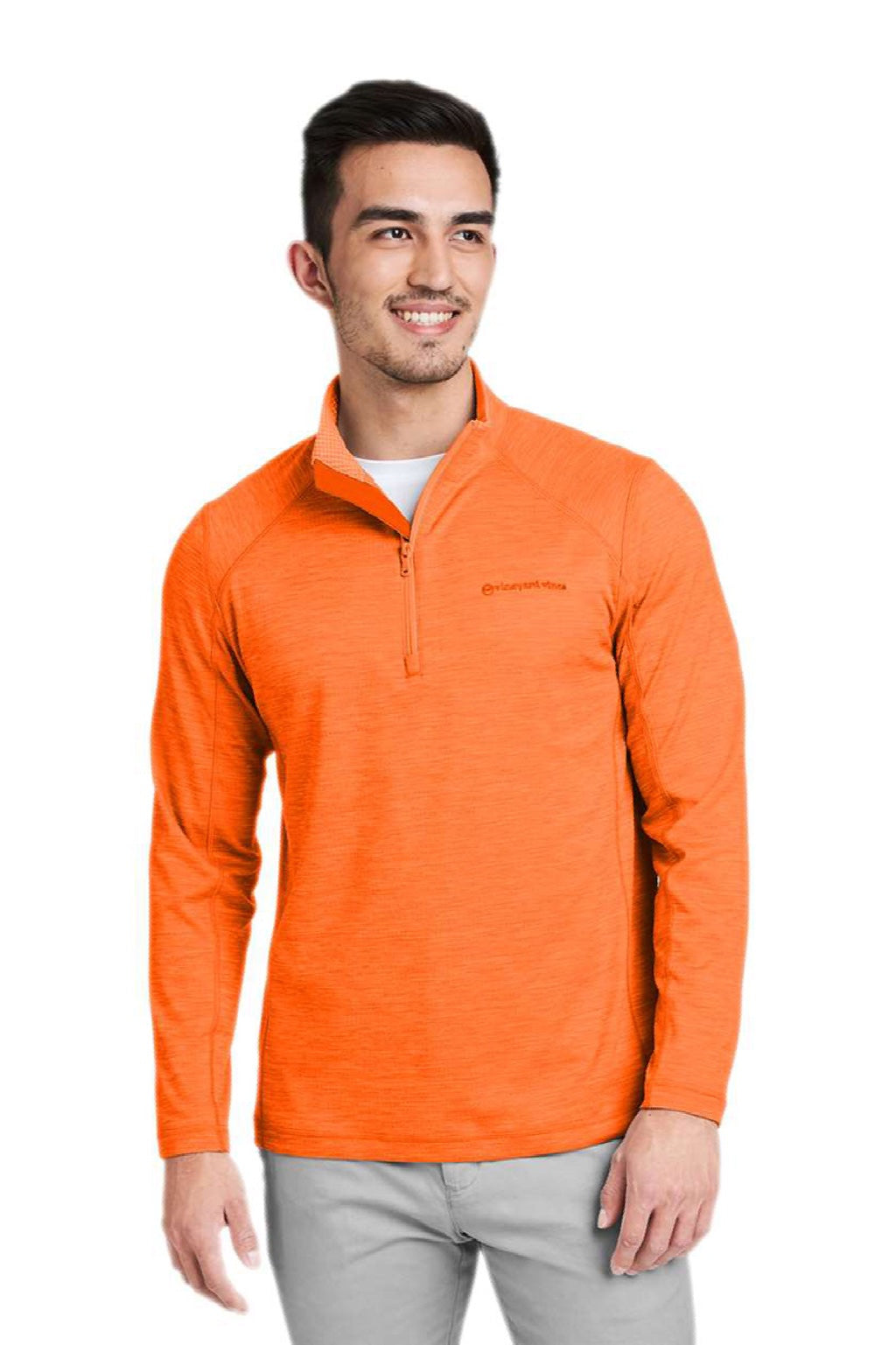 Vineyard Vines K002709 Mens Sankaty 1/4 Zip Sweatshirt Collegiate Orange Model Front